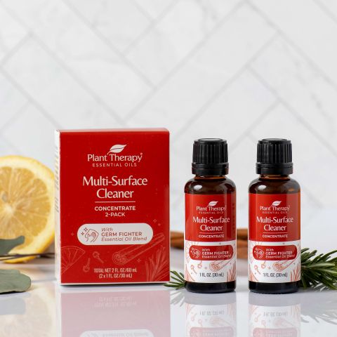 Germ Fighter Multi-Surface Cleaner Concentrate 1 oz 2 pack with Orange Glass Spray Bottle