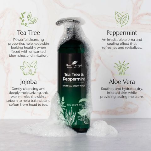 Tea Tree and Peppermint Natural Body Wash with Travel Size